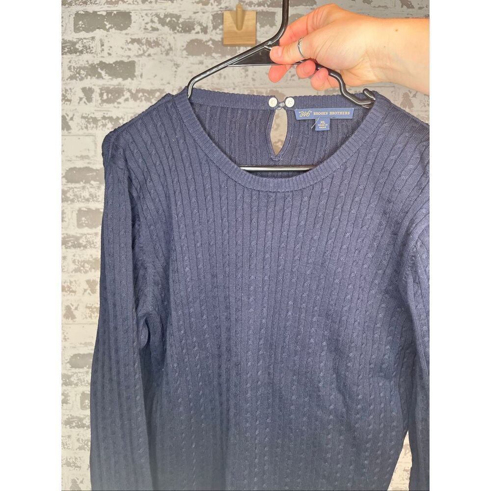 Brooks brother | women blue cotton cable knit sweater
